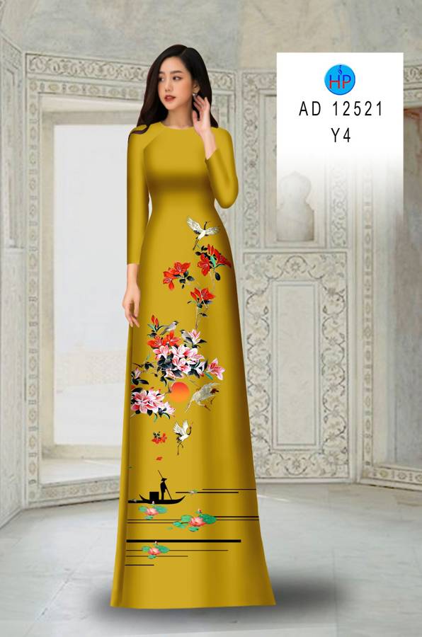 Vải Áo Dài Hoa In 3D AD 12521 8